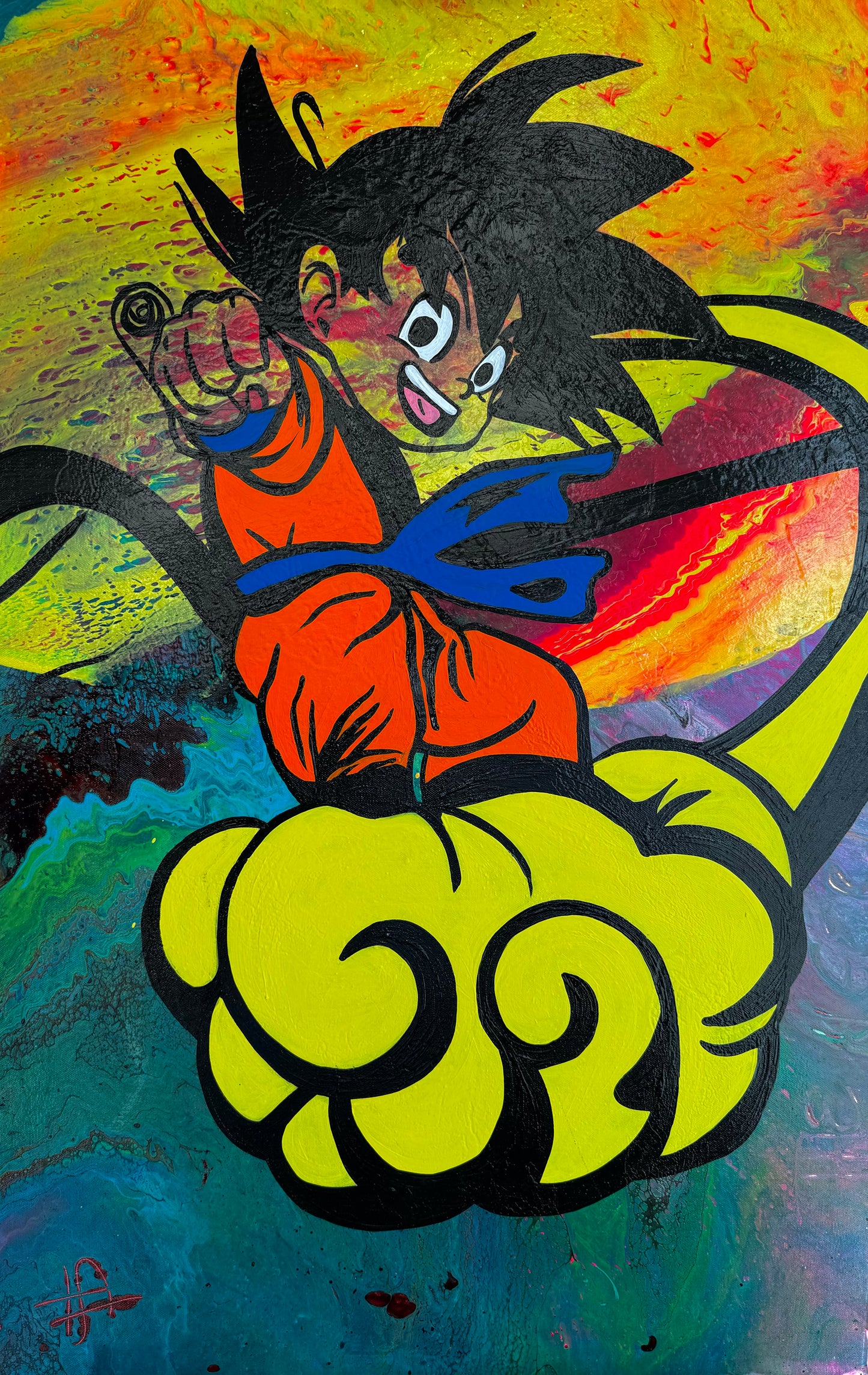 Goku on Nimbus Cloud Print