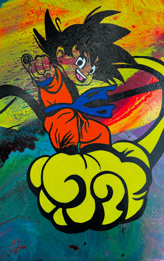 Goku on Nimbus Cloud Print