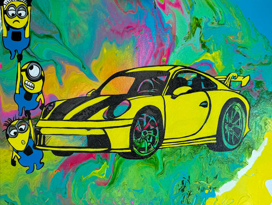 Minions in Porsche RS GT3 Print