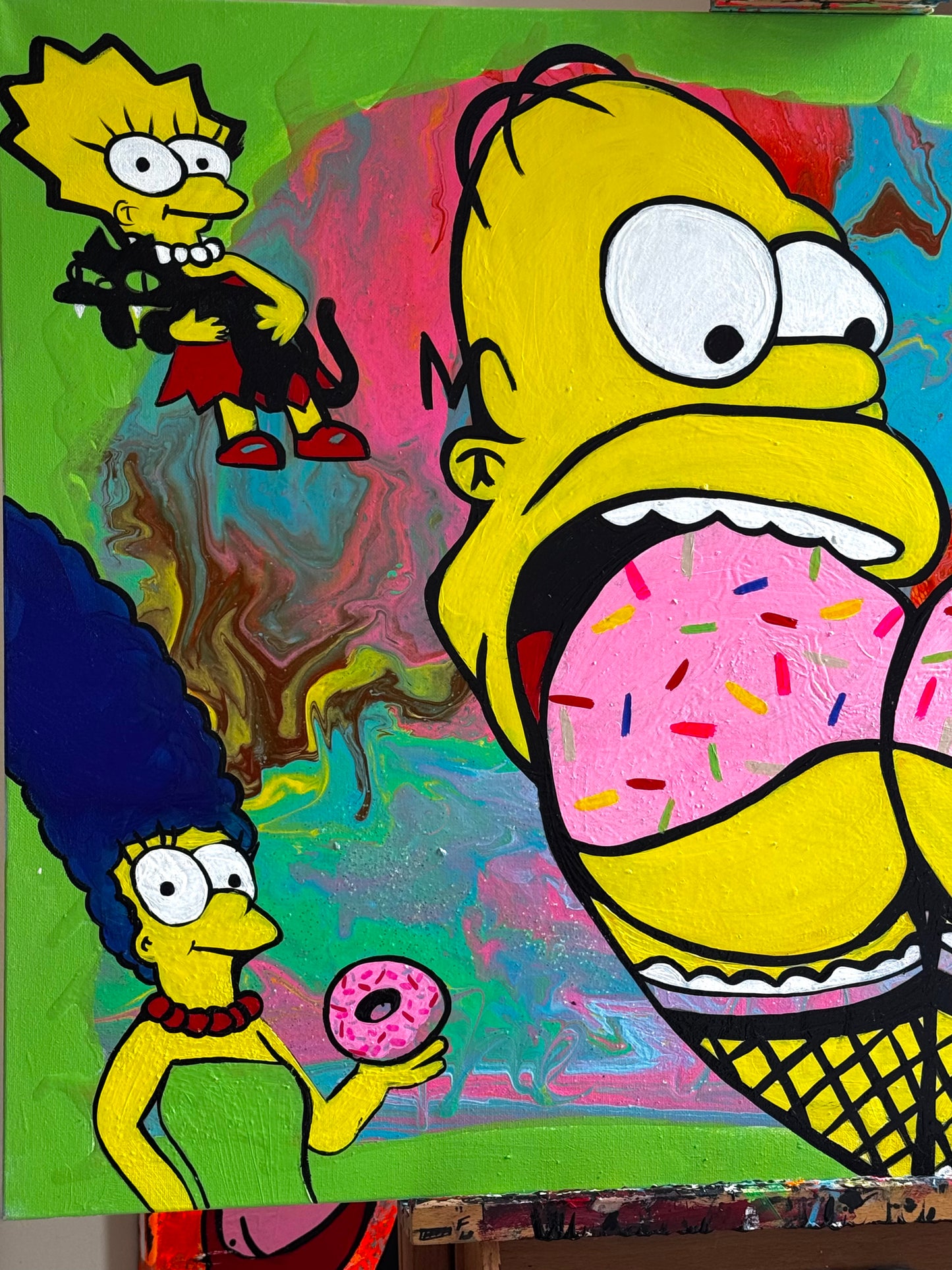 Doh’Nut Kill My Vibe Simpsons Painting