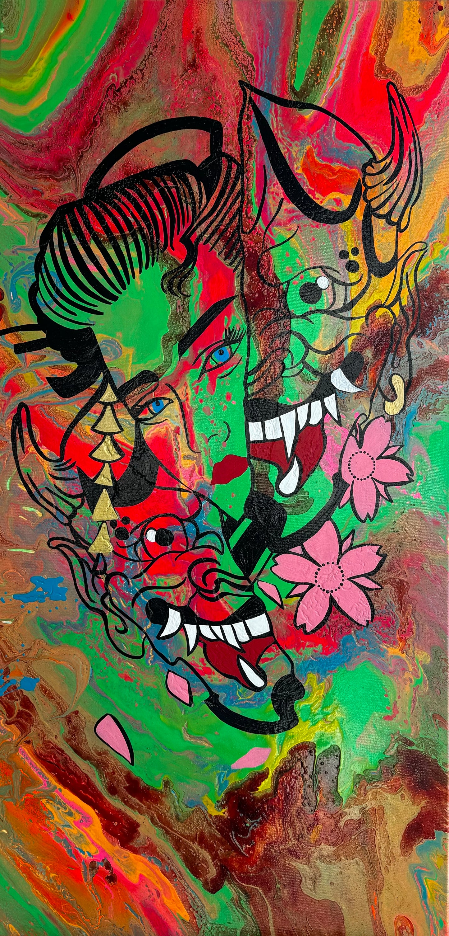 Geisha Coming Out of A Mask Print