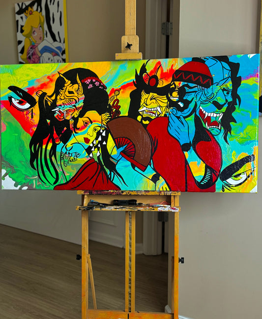 The Man with Three Faces Painting