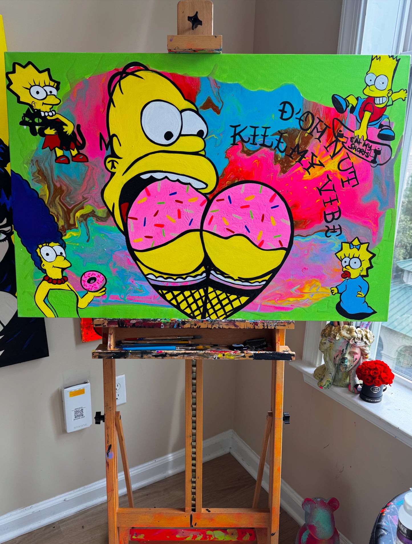 Doh’Nut Kill My Vibe Simpsons Painting