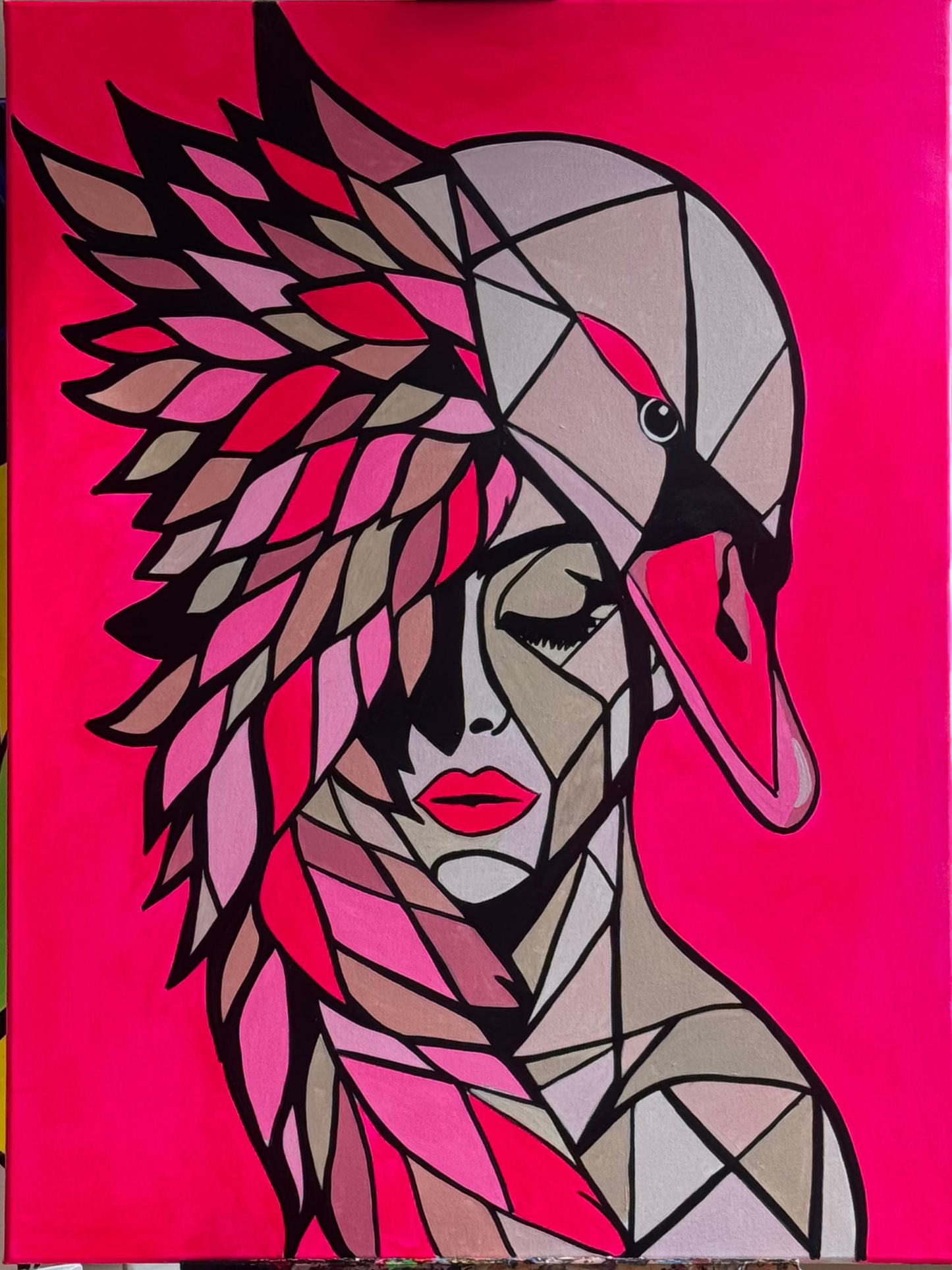 Fragmented Flamingo Women Painting